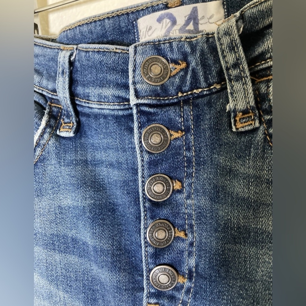 Free People We The Free Skinny Jeans Womens 24 Blue High Rise Button Fly - Picture 4 of 10